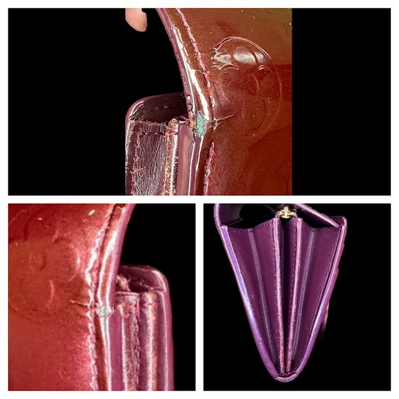 LOUIS VUITTON Sarah Vernis Material In Vibrant Wine Color Long Wallet. - Picture 4 of 7